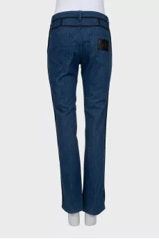 Low-rise straight fit blue jeans