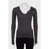 Wool pullover with a bow