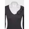 Wool pullover with a bow