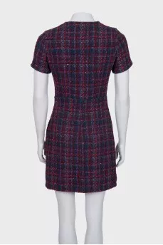 Tweed dress with a round collar