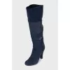 Blue suede heeled boots