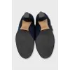 Blue suede heeled boots