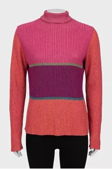 Straight sweater with shiny thread