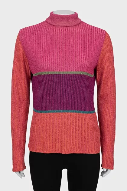 Straight sweater with shiny thread