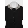 Button-down cardigan with a decorated collar