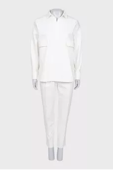 White denim suit with tag