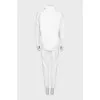 White denim suit with tag