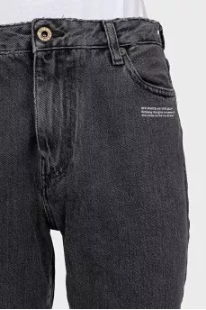 Cropped gray jeans with embroidery