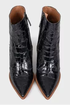 Leather Cossack boots with a stacked heel