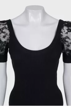 Top with lace sleeves