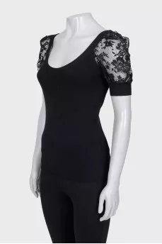 Top with lace sleeves