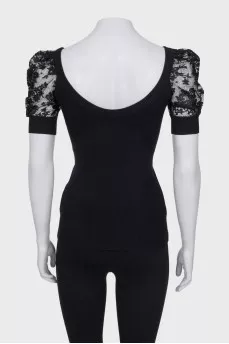 Top with lace sleeves