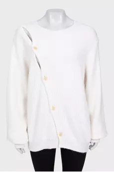 White cardigan with asymmetrical fastening