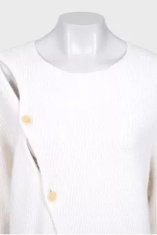 White cardigan with asymmetrical fastening