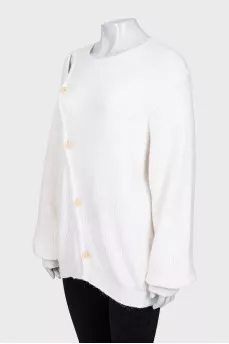 White cardigan with asymmetrical fastening