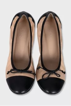 Beige ballet flats with heels