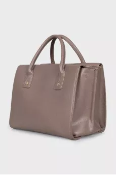Leather bag with strap and handles