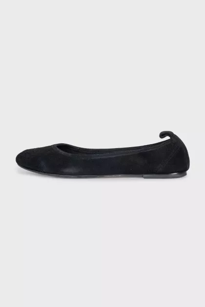Black suede ballet flats