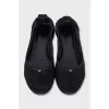 Black suede ballet flats