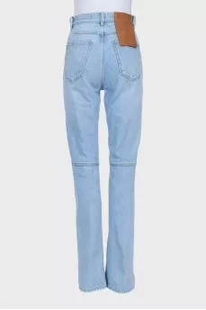 High-waisted blue jeans