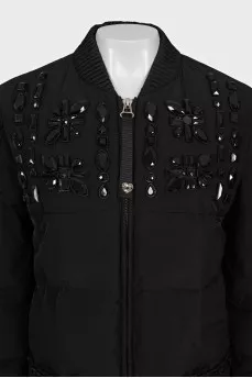 Black down jacket with massive crystals