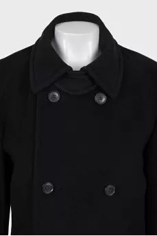 Double-breasted wool coat with a straight cut