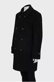 Double-breasted wool coat with a straight cut