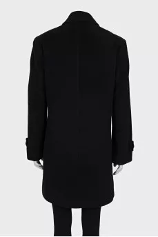 Double-breasted wool coat with a straight cut