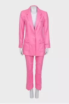 Pink linen suit