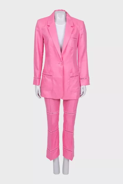 Pink linen suit