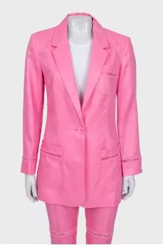 Pink linen suit