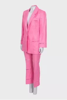 Pink linen suit