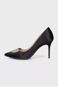 Fabric pumps decorated with crystals
