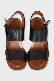 Leather sandals with metal heels
