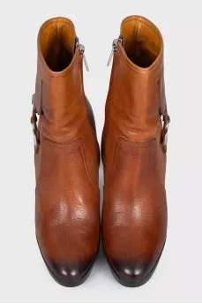 Gradient effect leather ankle boots