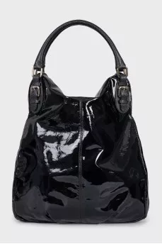 Black patent leather bag