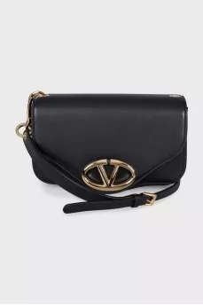 Black leather crossbody with tag
