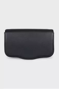 Black leather crossbody with tag
