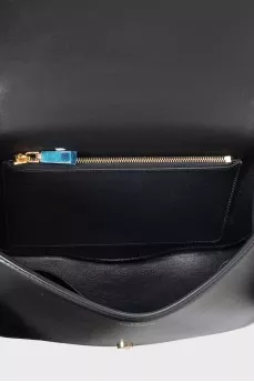 Black leather crossbody with tag