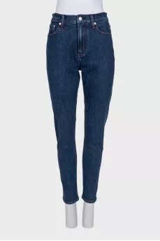 Dark blue mid-rise jeans