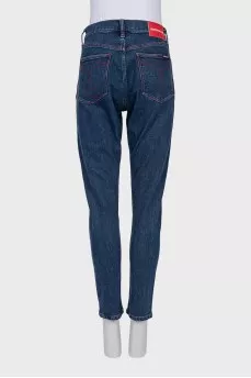 Dark blue mid-rise jeans