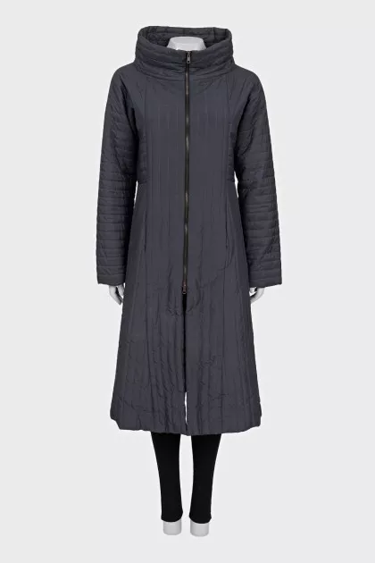 Gray coat with a zipper