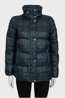 Straight checkered down jacket