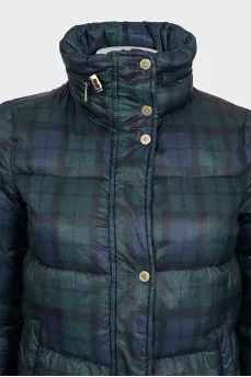 Straight checkered down jacket