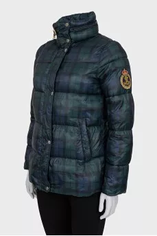 Straight checkered down jacket