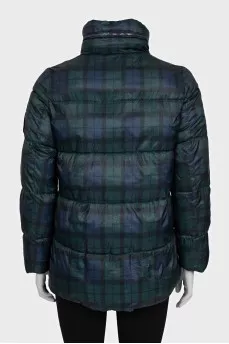 Straight checkered down jacket