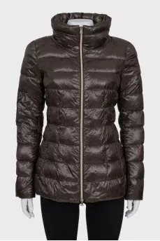 Brown quilted down jacket