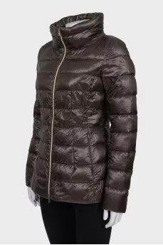 Brown quilted down jacket