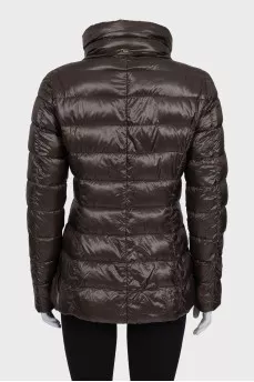 Brown quilted down jacket