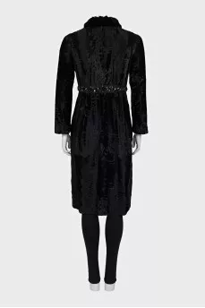 Sheepskin and chinchilla fur coat